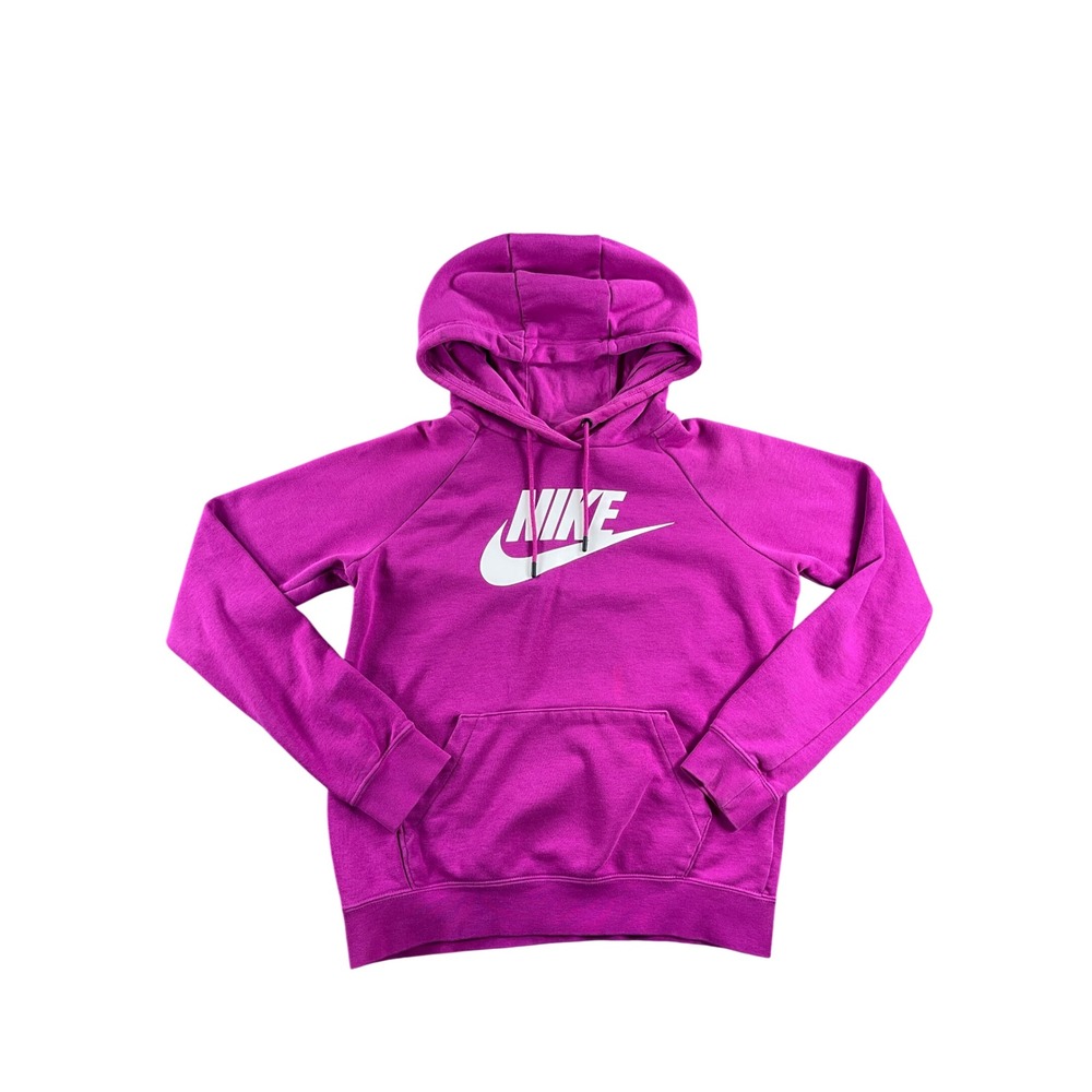 Nike Sportswear Essential Hoodie Magenta Pink Futura Logo Pullover XS BV4124-616